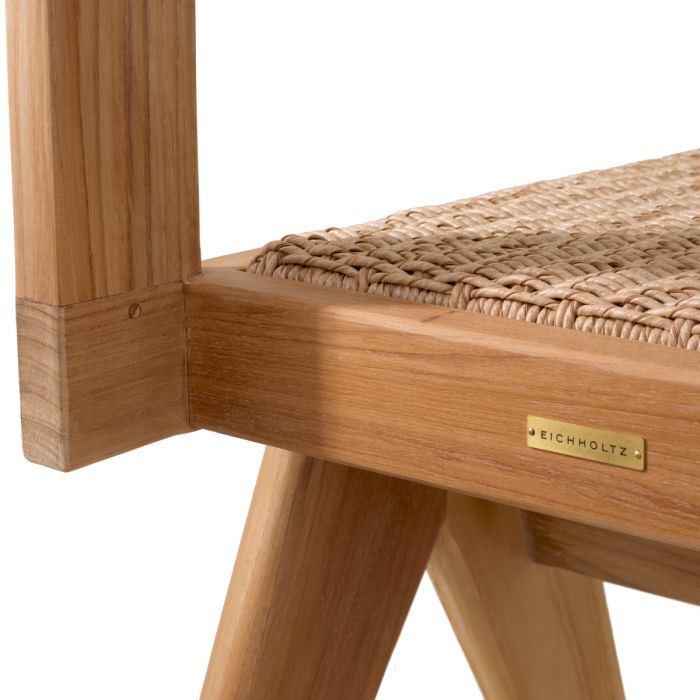 Outdoor Dining Chair Niclas natural teak natural weave faux rattan