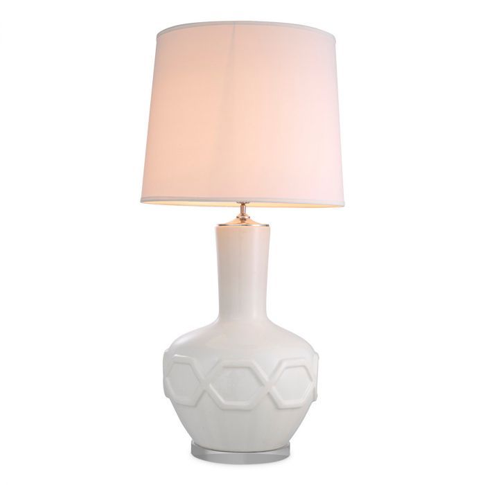 Table Lamp Lambert crackled white incl shade