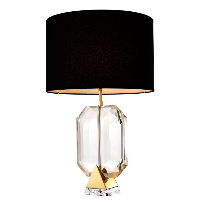 Table Lamp Emerald gold finish incl black shade