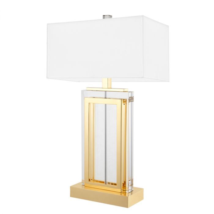 Table Lamp Arlington crystal gold finish incl white shade