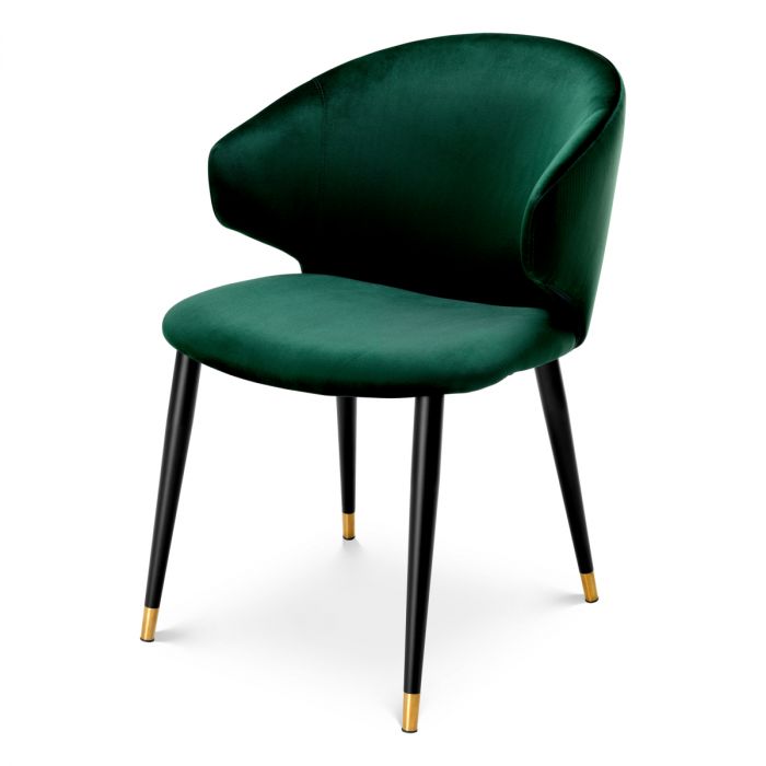 Dining Chair Volante with arm roche dark green velvet