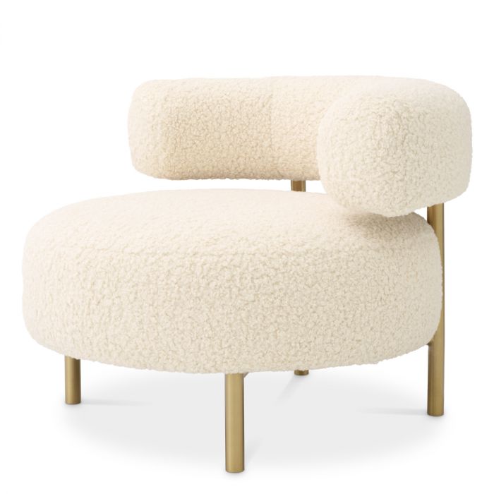 Chair Thompson faux shearling brushed brass finish