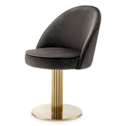 Silla de comedor Dorland roche terciopelo gris oscuro