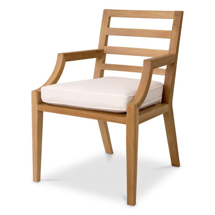 Outdoor Dining Chair Hera natural teak flores off-white