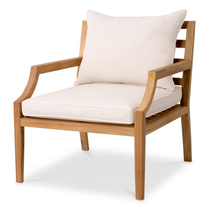 Outdoor Chair Hera natural teak flores off-white