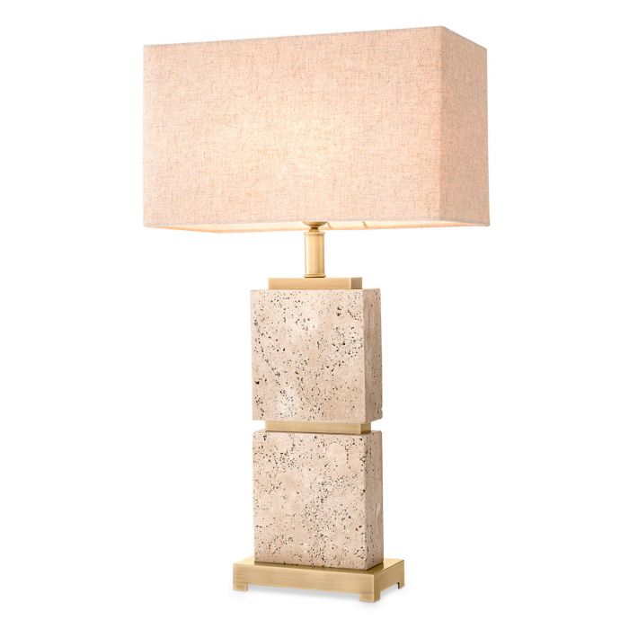Table Lamp Newton L travertine incl shade
