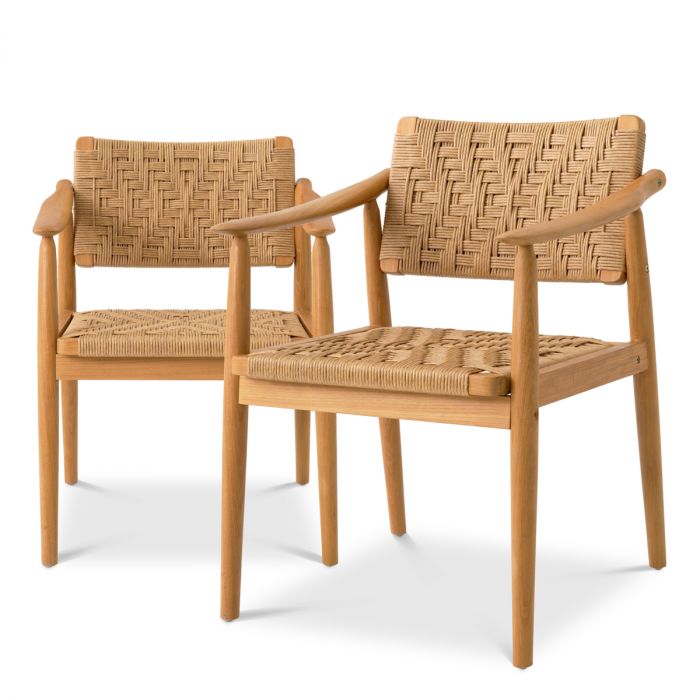Outdoor Dining Chair Coral Bay natural teak faux rattan set of 2