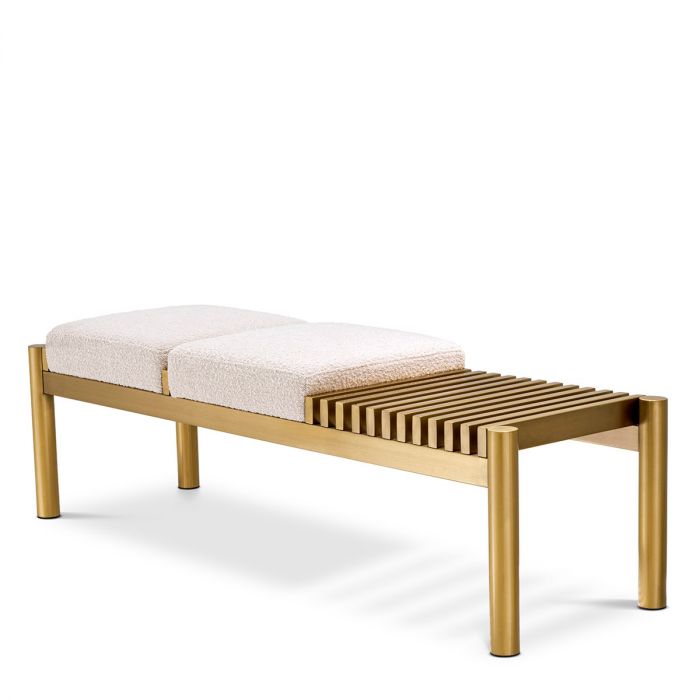 Bench Bibi brushed brass finish bouclé cream