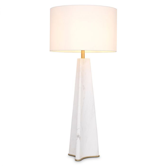 Table Lamp Benson honed white marble incl shade