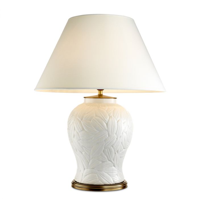 Table Lamp Cyprus white ceramic incl shade