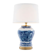 Table Lamp Chinese Blue ceramic incl shade