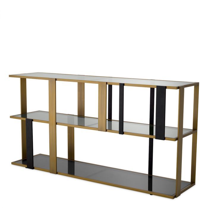 Cabinet Clio low brushed brass finish
