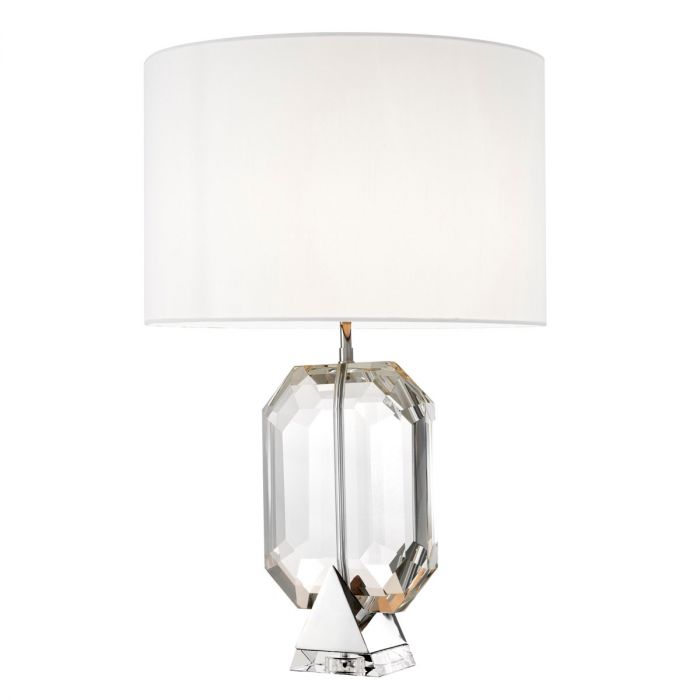 Table Lamp Emerald nickel finish incl white shade