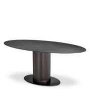 Outdoor Dining Table Volterra Oval bronze finish grey ceramic
