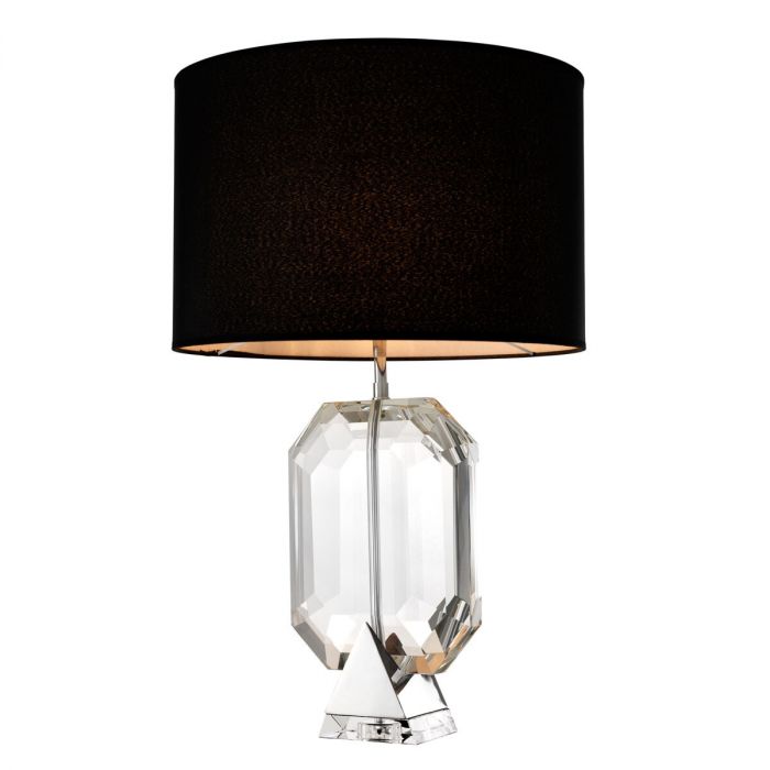 Table Lamp Emerald nickel finish incl black shade