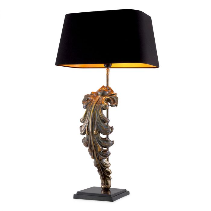 Table Lamp Beau Site vintage brass finish incl black shade
