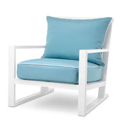 Outdoor Chair Como white sunbrella mineral blue