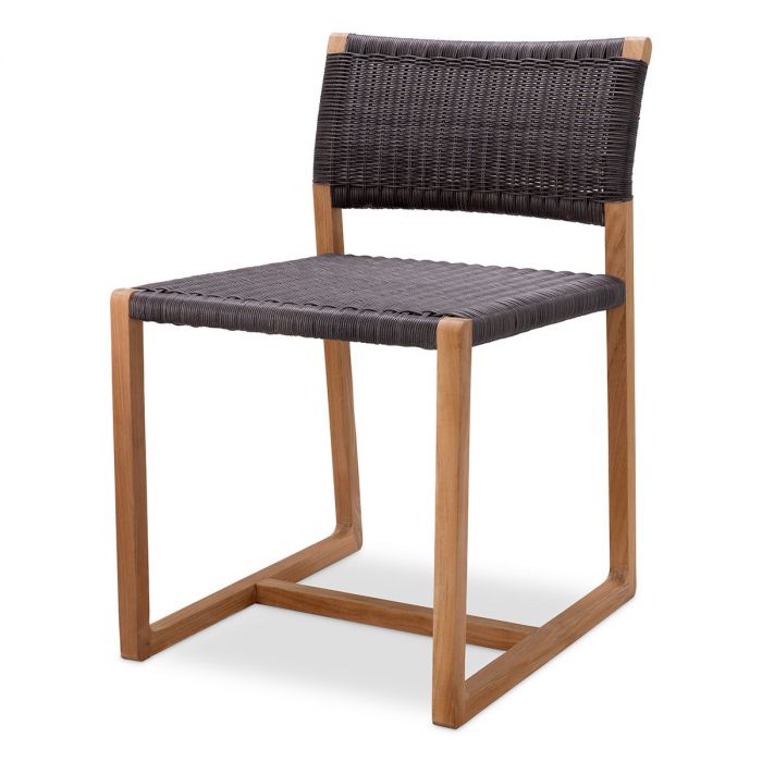 Outdoor Dining Chair Griffin natural teak grey weave faux rattan