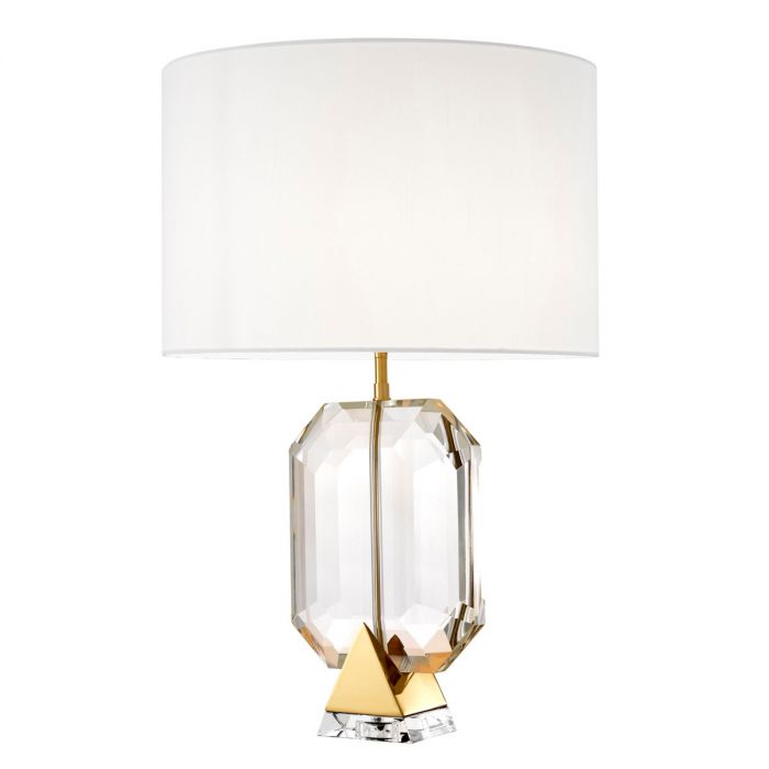 Table Lamp Emerald gold finish incl white shade