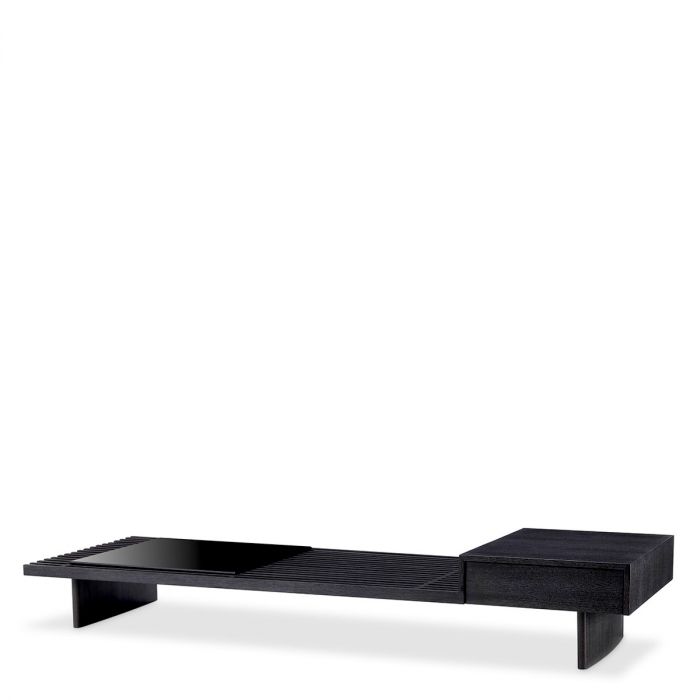 Coffee Table The Crest charcoal grey oak veneer incl glass top