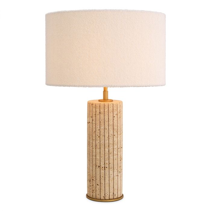 Table Lamp Giova Round travertine incl shade