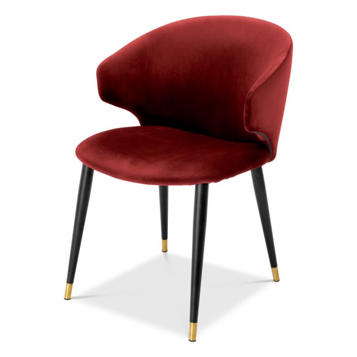 Dining Chair Volante with arm roche bordeaux velvet