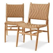 Outdoor Dining Chair Laroc natural teak faux rattan set of 2