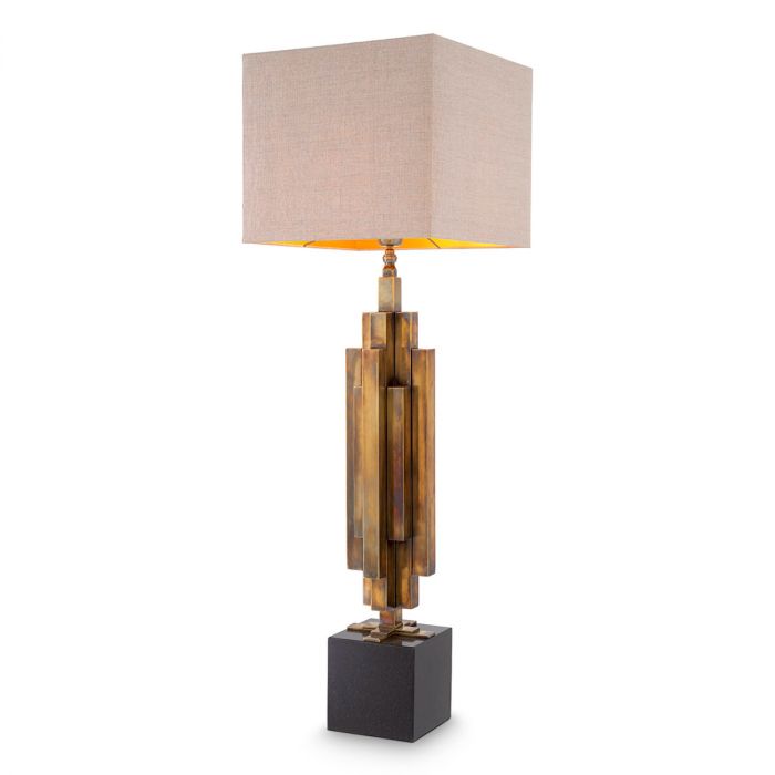 Table Lamp Ellis vintage brass finish incl shade