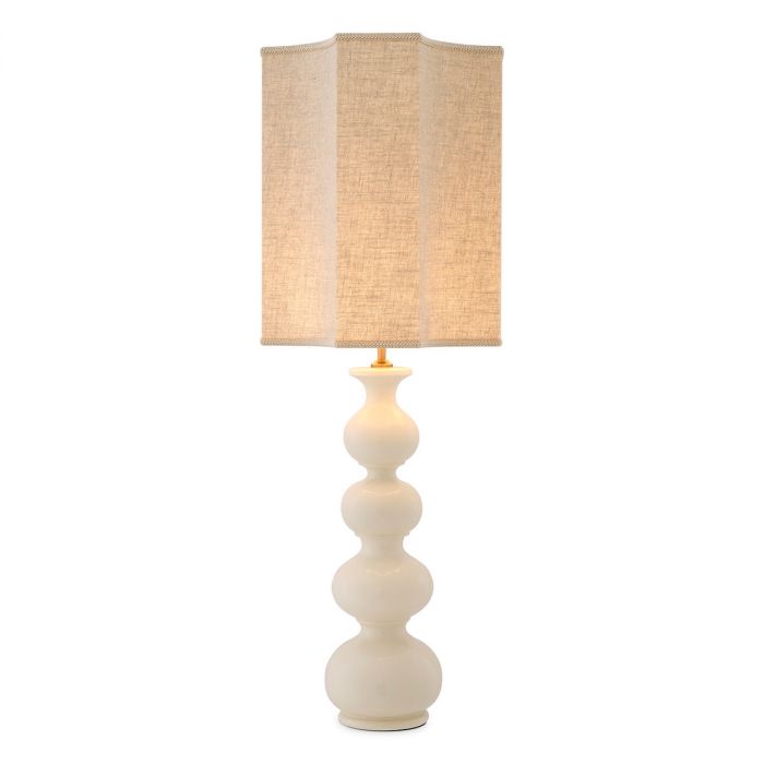 Table Lamp Mabel crackled white ceramic incl shade