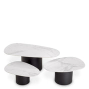 Coffee Table Zane white ceramic marble set of 3