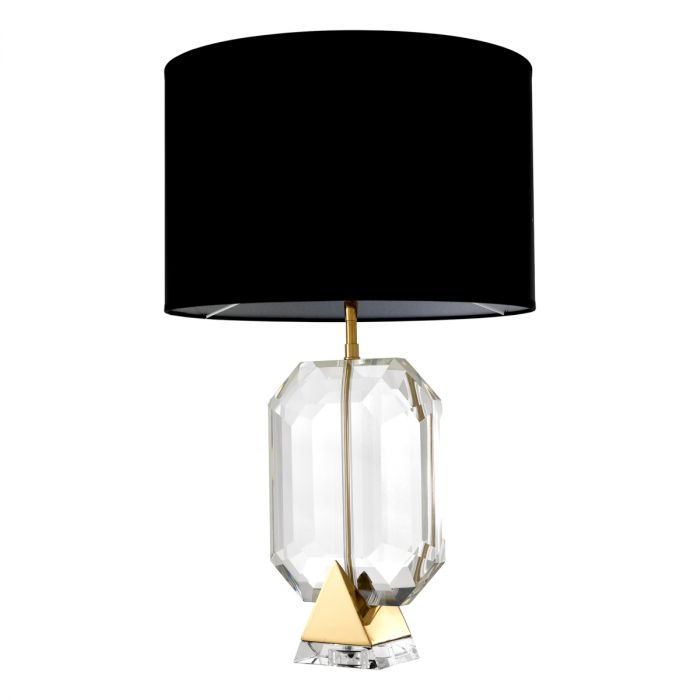 Table Lamp Emerald gold finish incl black shade