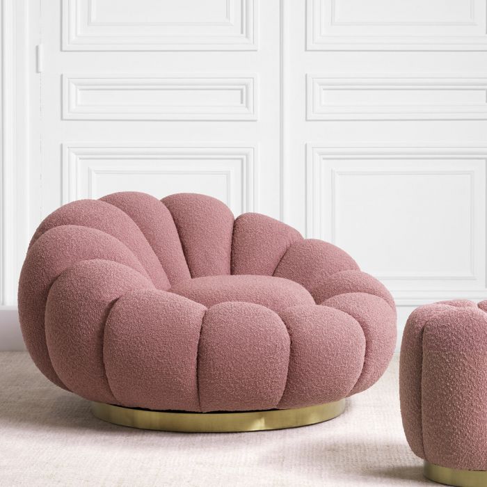 Swivel Chair Mello bouclé rose