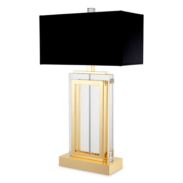 Table Lamp Arlington crystal gold finish incl black shade