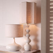 Table Lamp Mabel crackled white ceramic incl shade