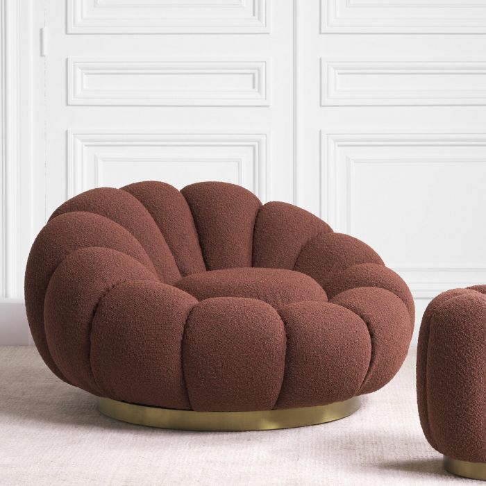 Swivel Chair Mello bouclé rouge