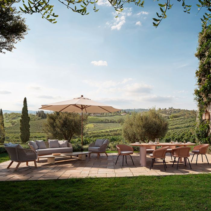 Outdoor Sofa Trinity cream weave viola sand