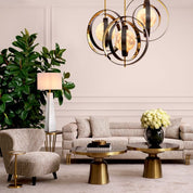 Table Lamp Benson honed white marble incl shade