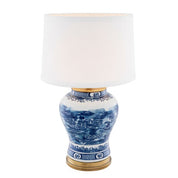Table Lamp Chinese Blue ceramic incl shade