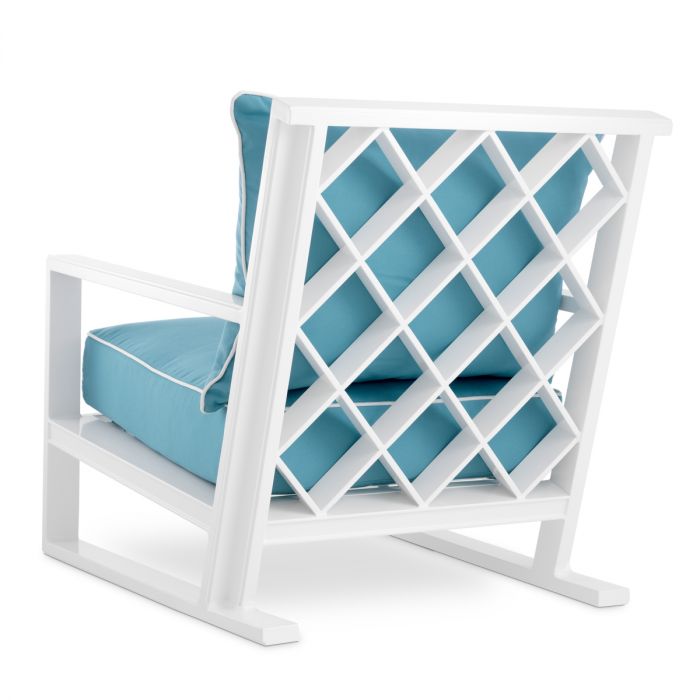 Outdoor Chair Como white sunbrella mineral blue