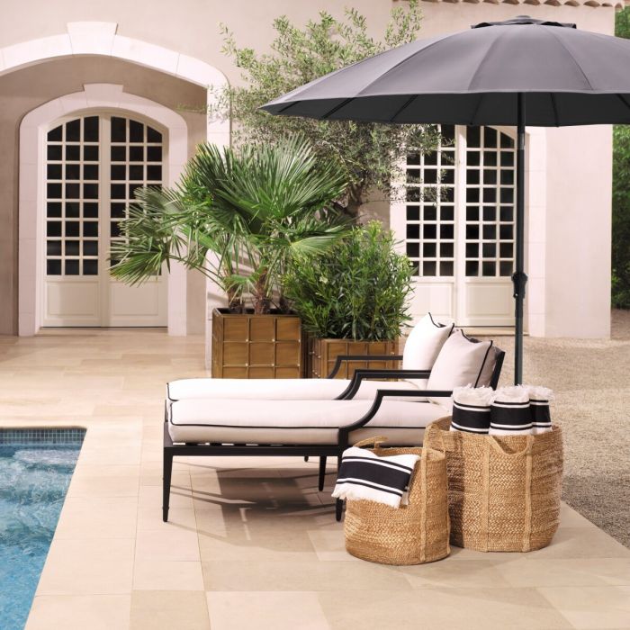 Outdoor Chaise Longue Bella Vista black sunbrella canvas