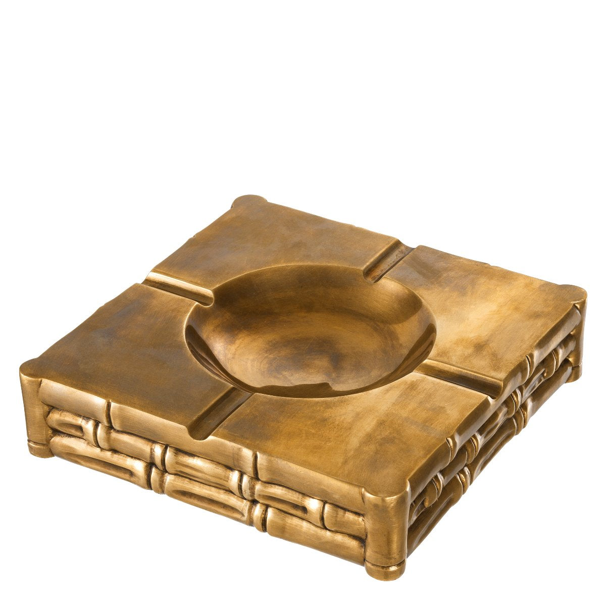 Ashtray Bamboo vintage brass finish