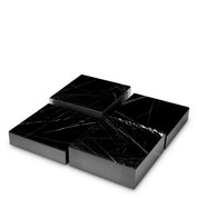 Coffee Table Esposito bronze finish black marble set of 4