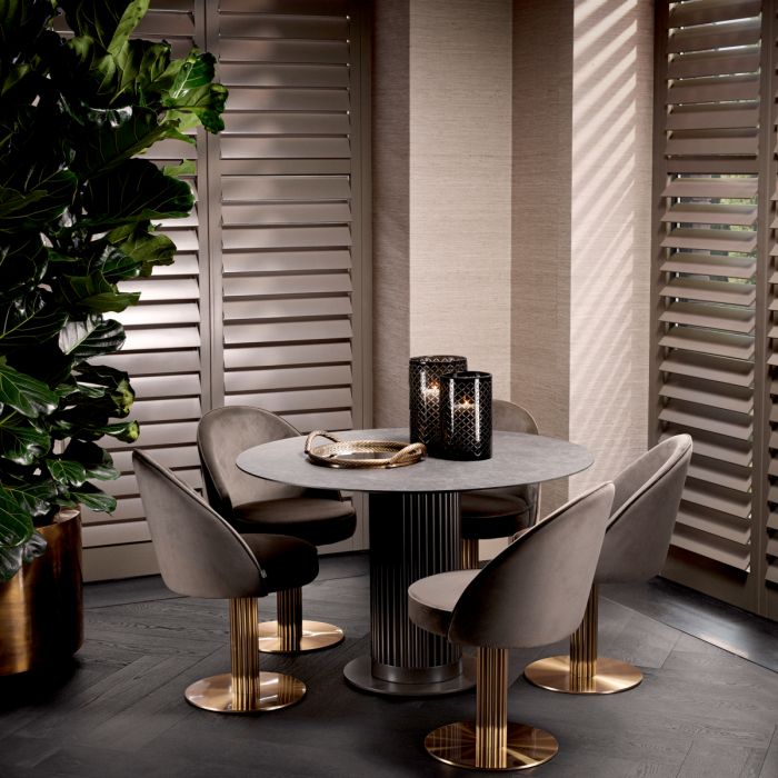 Silla de comedor Dorland roche terciopelo gris oscuro