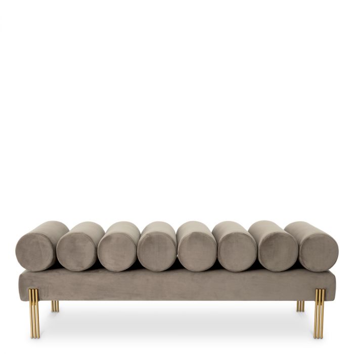 Bench Oxley savona light grey velvet brushed brass finish