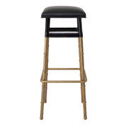 Bar Stool Princess black leather vintage brass finish
