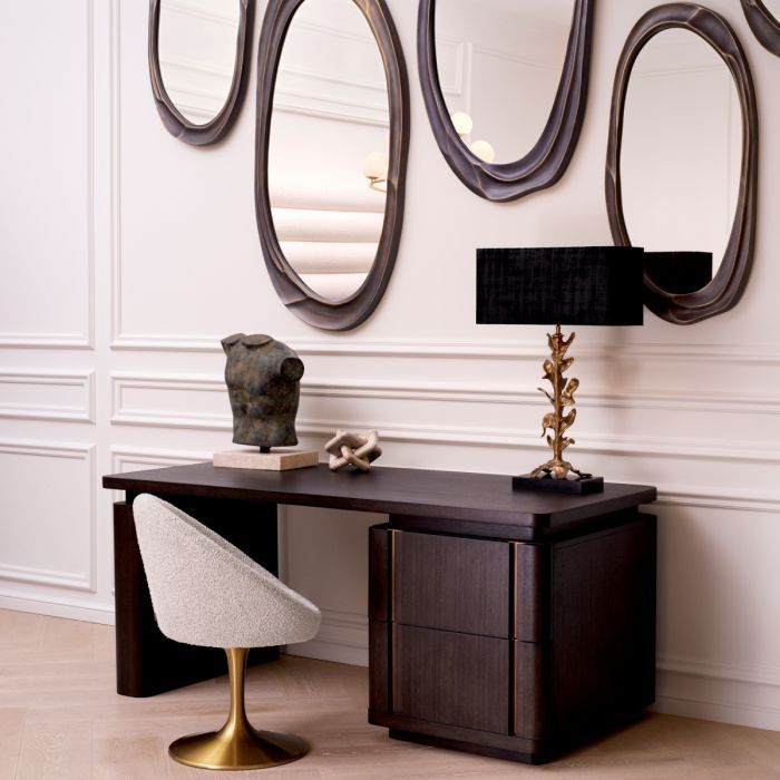 Dining Chair O'Neill bouclé grey brushed brass finish