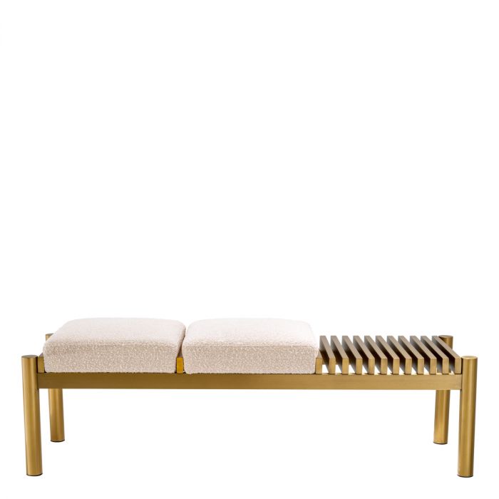 Bench Bibi brushed brass finish bouclé cream