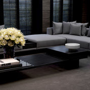 Coffee Table The Crest charcoal grey oak veneer incl glass top