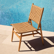 Outdoor Dining Chair Laroc natural teak faux rattan set of 2