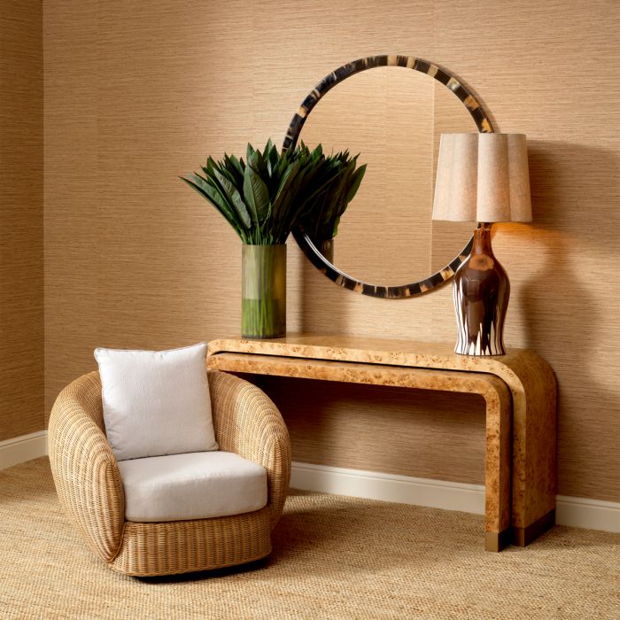 Silla giratoria Rafael ratán natural sentier crema